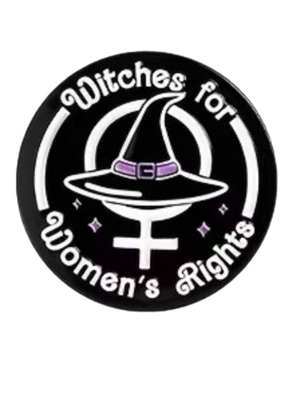 Witches For Women’s Rights Round Enamel Pin Black Metal Purple
